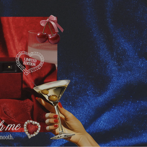 Give Your Fingers a Plush Feeling - Camp Snap Is In Velvet Now A red velvet camera, pearls, and a hand holding a martini; text: The Velvet Collection. Shop Now.
